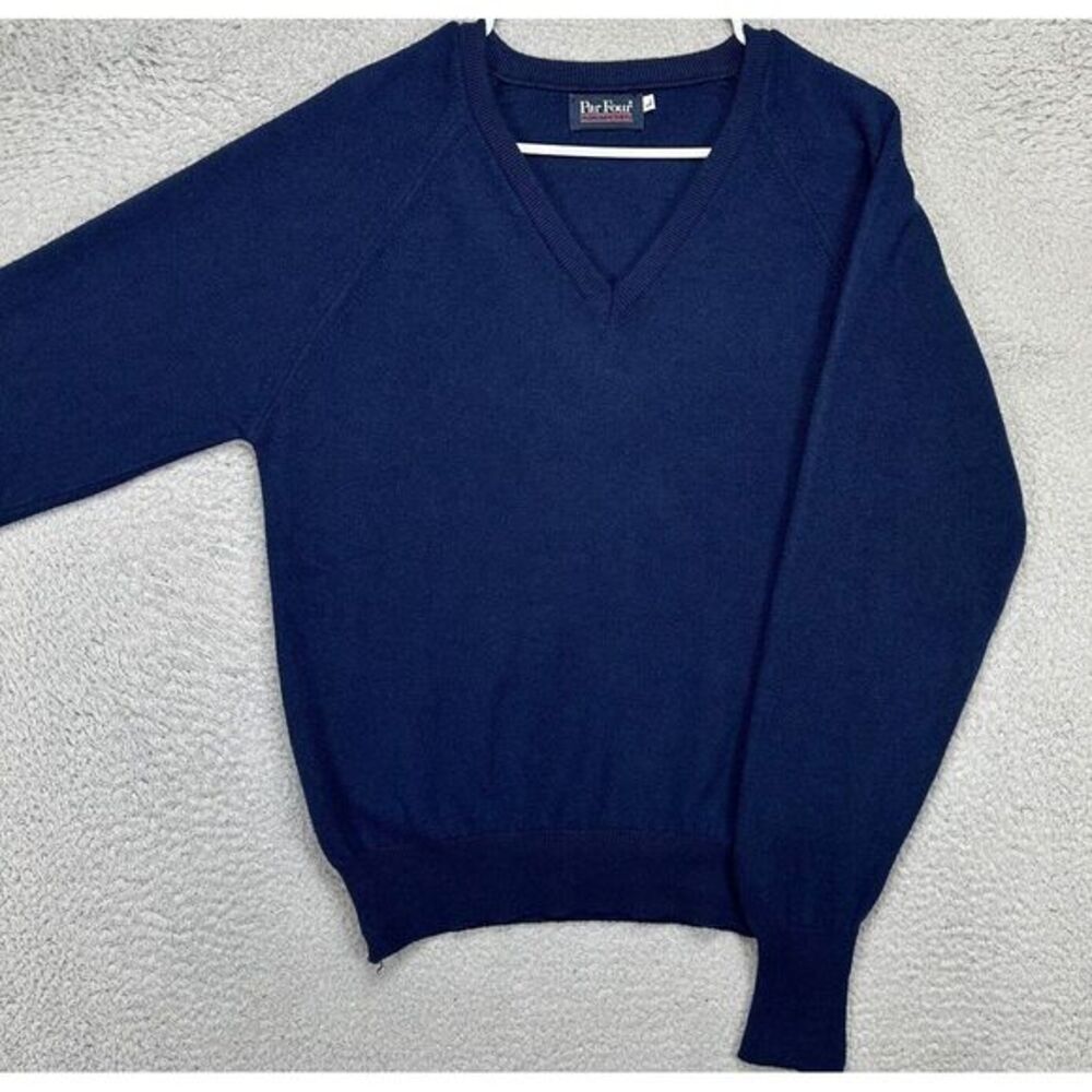 Par Four Sweater Adult Large Navy Blue Knit V-Neck Pullover Lightweight Mens - Picture 4 of 9